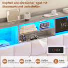 AOGLLATI Polsterbett 140×190 Hydraulisches Stauraumbett mit LED-Bleuchtung mit USB- und Type-C-Anschlüsse mit Holzlatten