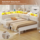AOGLLATI Polsterbett Schlafsofa 140x190 mit 6 Staufächern mit LED-Beleuchtung Tagesbett mit Steckdosen Gästebett