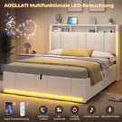 AOGLLATI Polsterbett Doppelbett 140x200 mit bettkasten mit LED Beleuchtung & Steckdosen mit Stauraum Kopfteil