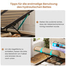 AOGLLATI Polsterbett 140×190 Hydraulisches Stauraumbett mit LED-Bleuchtung mit USB- und Type-C-Anschlüsse mit Holzlatten