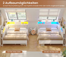 AOGLLATI Polsterbett Schlafsofa 140x190 mit 6 Staufächern mit LED-Beleuchtung Tagesbett mit Steckdosen Gästebett