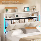 AOGLLATI Polsterbett Doppelbett 140x200 mit bettkasten mit LED Beleuchtung & Steckdosen mit Stauraum Kopfteil