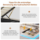 AOGLLATI Hydraulisches Stauraumbett mit LED Beleuchtung und Steckdosen mit Stauraum Kopfteil mit HolzLattenrost & USB-Ladefunktion