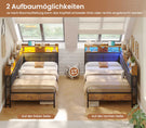 AOGLLATI Polsterbett Schlafsofa 140x190 mit 6 Staufächern mit LED-Beleuchtung Tagesbett mit Steckdosen Gästebett