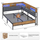 AOGLLATI Polsterbett Schlafsofa 140x190 mit 6 Staufächern mit LED-Beleuchtung Tagesbett mit Steckdosen Gästebett