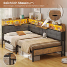 AOGLLATI Polsterbett Schlafsofa 140x190 mit 6 Staufächern mit LED-Beleuchtung Tagesbett mit Steckdosen Gästebett