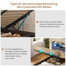 AOGLLATI Polsterbett 140×190 Hydraulisches Stauraumbett mit LED-Bleuchtung mit USB- und Type-C-Anschlüsse mit Holzlatten