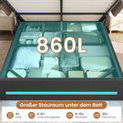 AOGLLATI Bett 140x200 mit Hydraulischem Stauraum & Kopfteil Stauraum mit LED Beleuchtung und Ladestation