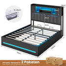 AOGLLATI Bett 140x200 mit Hydraulischem Stauraum & Kopfteil Stauraum mit LED Beleuchtung und Ladestation
