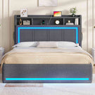 AOGLLATI Bett 140x200 Dunkelgrau mit LED Beleuchtung USB & Hydrauliksystem | Polsterbett mit Bettkasten Kopfteil Stauraum