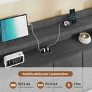 AOGLLATI Polsterbett 140x200 mit LED & Ladestation mit Stauraum unter dem Bett Jugendbett Bettgestell mit Weich Gepolstertem Kopfteil
