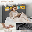 AOGLLATI Bett 90x200 mit LED & Ladestation Bettgestell mit Stauraum unter dem Bett Kinderbett Jugendbett mit Lattenrost aus Holz
