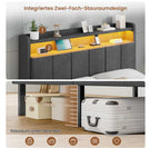 AOGLLATI Polsterbett 140x200 mit LED & Ladestation mit Stauraum unter dem Bett Jugendbett Bettgestell mit Weich Gepolstertem Kopfteil