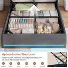 AOGLLATI Bett 140x200 Dunkelgrau mit LED Beleuchtung USB & Hydrauliksystem | Polsterbett mit Bettkasten Kopfteil Stauraum