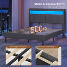 AOGLLATI Polsterbett 140x200 mit LED & Ladestation mit Stauraum unter dem Bett Jugendbett Bettgestell mit Weich Gepolstertem Kopfteil