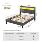 AOGLLATI Polsterbett 140x200 mit LED & Ladestation mit Stauraum unter dem Bett Jugendbett Bettgestell mit Weich Gepolstertem Kopfteil