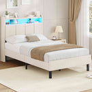 AOGLLATI Bett 90x200 mit LED & Ladestation Bettgestell mit Stauraum unter dem Bett Kinderbett Jugendbett mit Lattenrost aus Holz