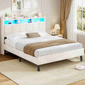 AOGLLATI Polsterbett 140x190 mit LED & Ladestation mit Stauraum unter dem Bett mit Lattenrost aus Holz
