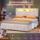 AOGLLATI Bett 160x200 mit 4 Schubladen mit Stauraum mit Steckdosen & LED-Beleuchtung mit Multifunktionales Kopfteil