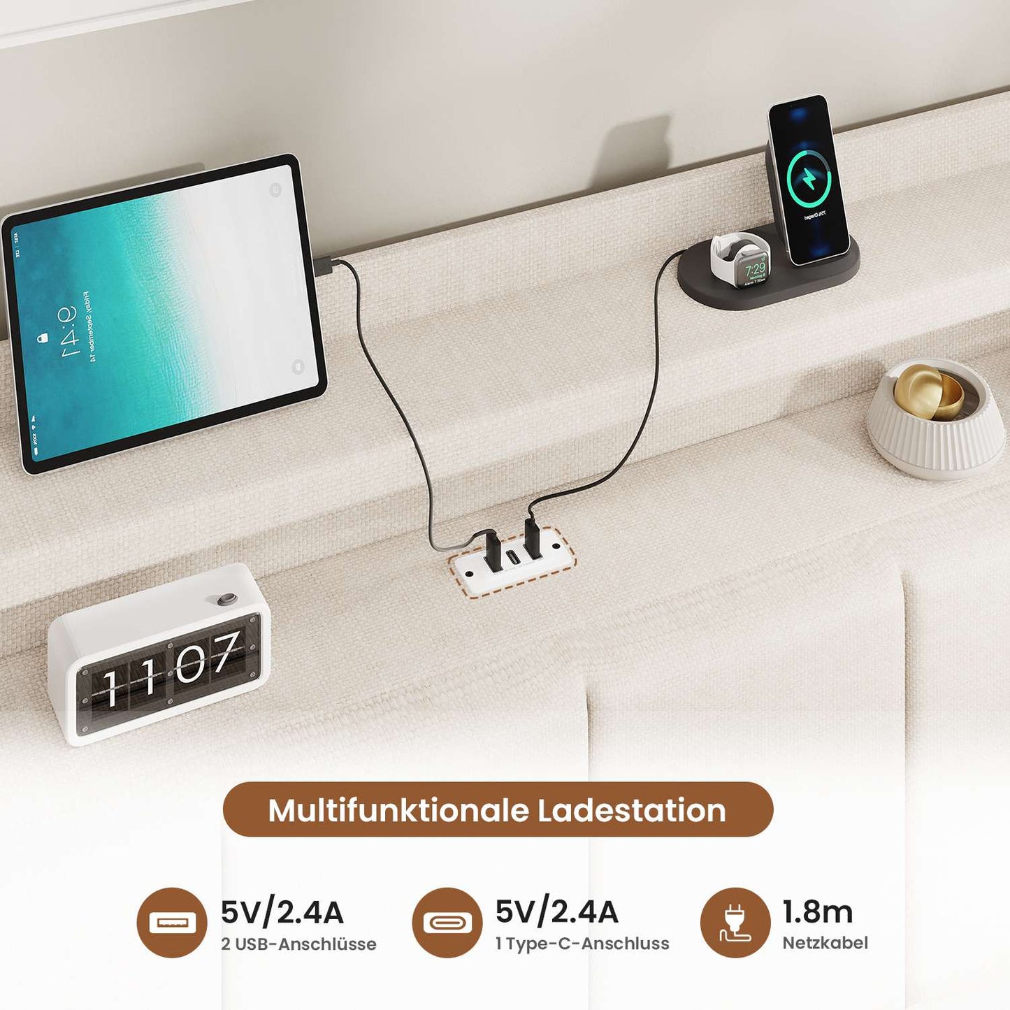 AOGLLATI Bett 90x200 mit LED & Ladestation Bettgestell mit Stauraum unter dem Bett Kinderbett Jugendbett mit Lattenrost aus Holz