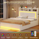 AOGLLATI Bett 140x200 Dunkelgrau mit LED Beleuchtung USB & Hydrauliksystem | Polsterbett mit Bettkasten Kopfteil Stauraum