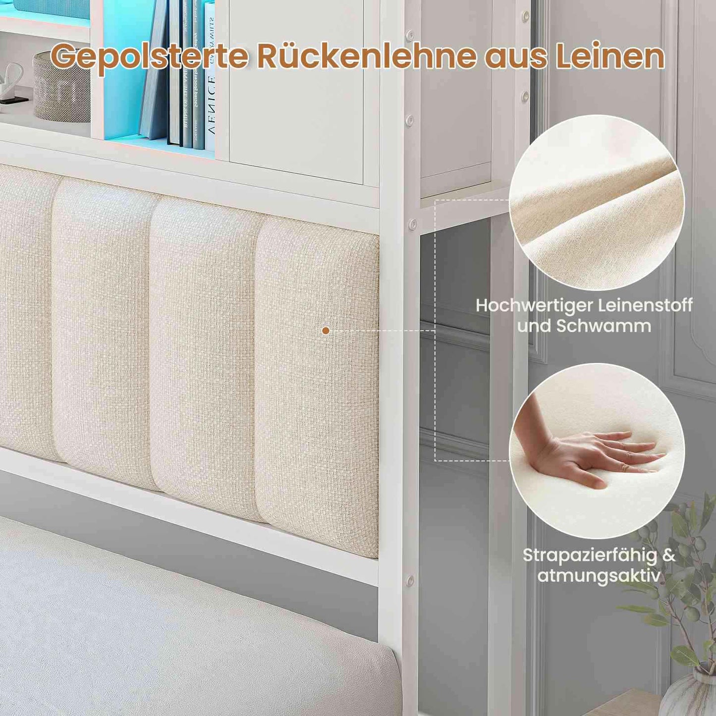 AOGLLATI Bett 140x200 mit Hydraulischem Stauraum & Kopfteil Stauraum mit LED Beleuchtung und Ladestation