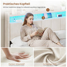 AOGLLATI Polsterbett 140x190 mit LED & Ladestation mit Stauraum unter dem Bett mit Lattenrost aus Holz