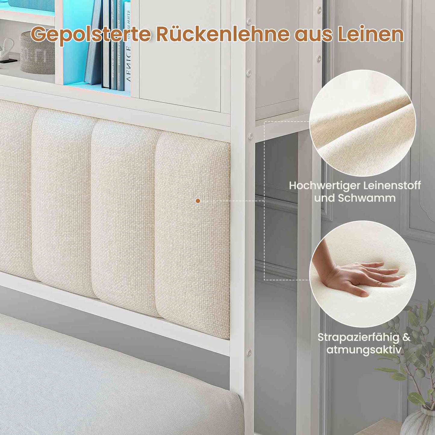 AOGLLATI Bett 90x200 mit Hydraulischem Stauraum & Kopfteil Stauraum Jugendbett Kinderbett mit LED Beleuchtung und Ladestation