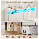 AOGLLATI Polsterbett 140x200 mit LED & Ladestation mit Stauraum unter dem Bett Jugendbett Bettgestell mit Weich Gepolstertem Kopfteil