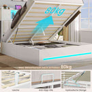 AOGLLATI Bett 140x200 mit Hydraulischem Stauraum & Kopfteil Stauraum mit LED Beleuchtung und Ladestation
