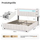 AOGLLATI Bett 160x200 mit 4 Schubladen mit Stauraum mit Steckdosen & LED-Beleuchtung mit Multifunktionales Kopfteil