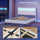 AOGLLATI Polsterbett 140x190 mit LED & Ladestation mit Stauraum unter dem Bett mit Lattenrost aus Holz