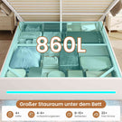 AOGLLATI Bett 140x200 mit Hydraulischem Stauraum & Kopfteil Stauraum mit LED Beleuchtung und Ladestation
