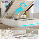 AOGLLATI Bett 140x190 mit Hydraulischem Stauraum & Kopfteil Stauraum mit LED Beleuchtung und Ladestation