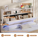 AOGLLATI Bett 140x200 Dunkelgrau mit LED Beleuchtung USB & Hydrauliksystem | Polsterbett mit Bettkasten Kopfteil Stauraum