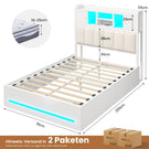 AOGLLATI Bett 90x200 mit Hydraulischem Stauraum & Kopfteil Stauraum Jugendbett Kinderbett mit LED Beleuchtung und Ladestation