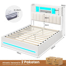 AOGLLATI Bett 140x200 mit Hydraulischem Stauraum & Kopfteil Stauraum mit LED Beleuchtung und Ladestation