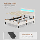 AOGLLATI Polsterbett 140x190 mit LED & Ladestation mit Stauraum unter dem Bett mit Lattenrost aus Holz