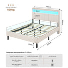 AOGLLATI Polsterbett 140x200 mit LED & Ladestation mit Stauraum unter dem Bett Jugendbett Bettgestell mit Weich Gepolstertem Kopfteil