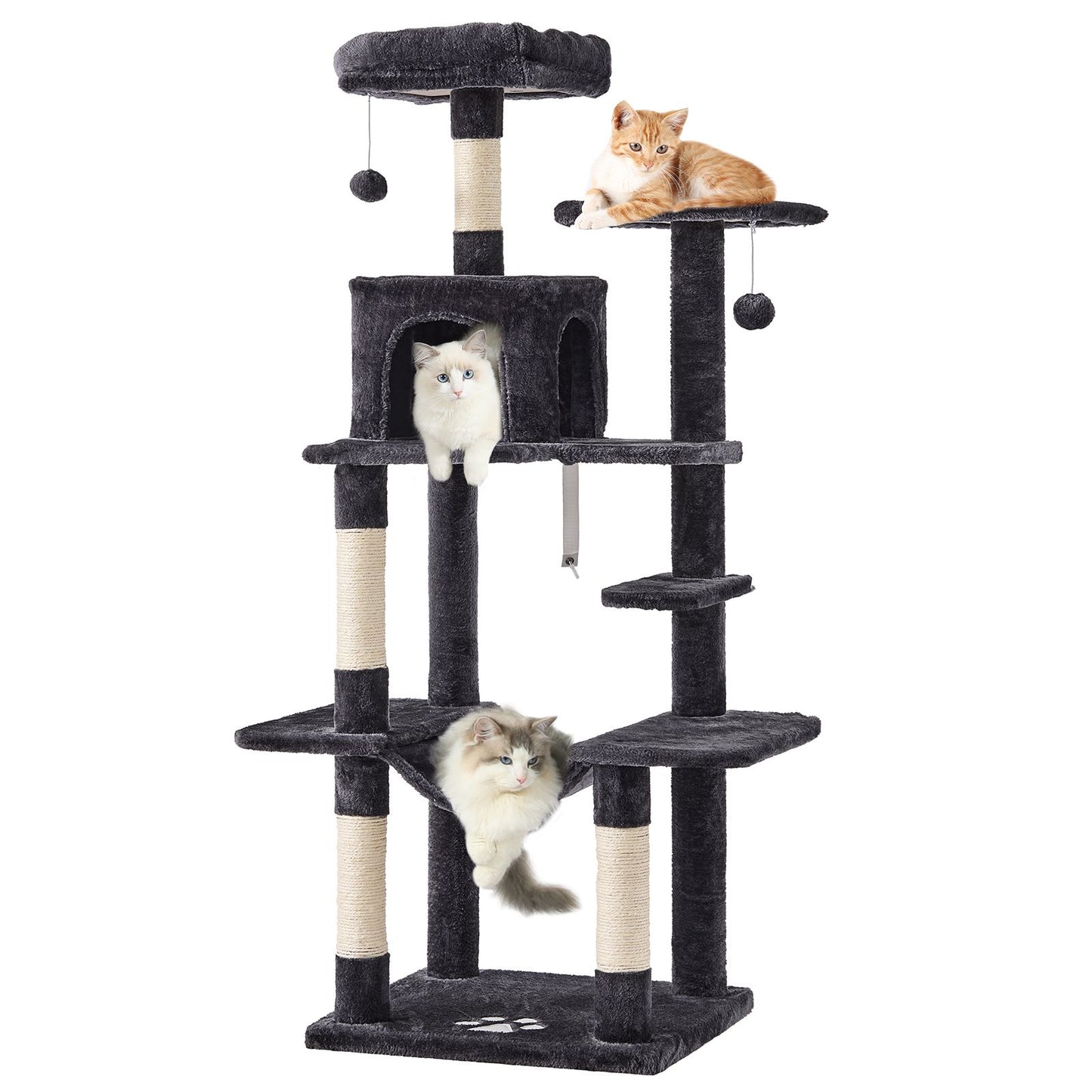 AOGLLATI Kratzbaum Katzenkratzbaum Stabil Katzenbaum mit Katzenhöhlen Plattformen Hängematte Sisalsäulen