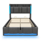 AOGLLATI Polsterbett 90×200 mit Steckdosen & LED Beleuchtung Doppelbett 90x200 mit Stauraum Kopfteil