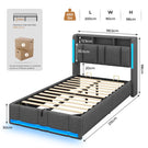 AOGLLATI Polsterbett 90×200 mit Steckdosen & LED Beleuchtung Doppelbett 90x200 mit Stauraum Kopfteil