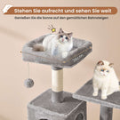 AOGLLATI Kratzbaum Katzenkratzbaum mit 2 Plattformen 2 Katzenhöhlen Hängematte Sisalsäulen mehrstöckiger Kletterbaum