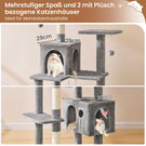 AOGLLATI Kratzbaum Katzenkratzbaum mit 2 Plattformen 2 Katzenhöhlen Hängematte Sisalsäulen mehrstöckiger Kletterbaum