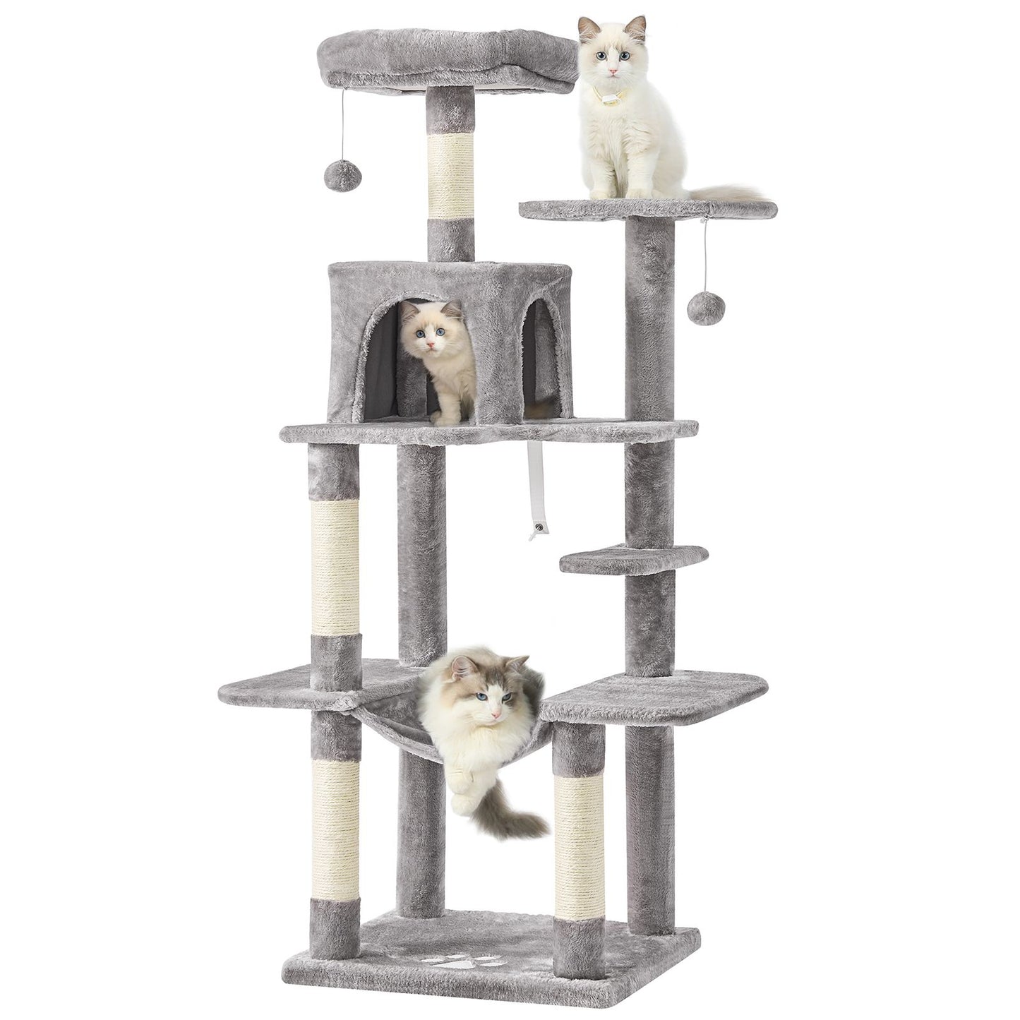 AOGLLATI Kratzbaum Katzenkratzbaum Stabil Katzenbaum mit Katzenhöhlen Plattformen Hängematte Sisalsäulen