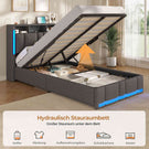 AOGLLATI Polsterbett 90×200 mit Steckdosen & LED Beleuchtung Doppelbett 90x200 mit Stauraum Kopfteil