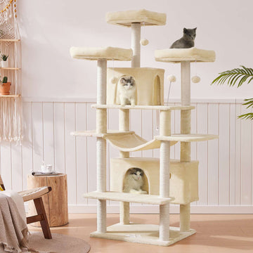 AOGLLATI Kratzbaum groß XXL 175cm Katzenbaum Katzen stabil mit 3 großer Aussichtsplattform Sisal-Kratzstangen