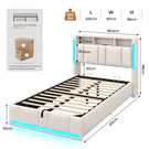 AOGLLATI Polsterbett 90×200 mit Steckdosen & LED Beleuchtung Doppelbett 90x200 mit Stauraum Kopfteil
