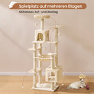 AOGLLATI Kratzbaum Katzenkratzbaum mit 2 Plattformen 2 Katzenhöhlen Hängematte Sisalsäulen mehrstöckiger Kletterbaum