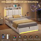 AOGLLATI Polsterbett 90×200 mit Steckdosen & LED Beleuchtung Doppelbett 90x200 mit Stauraum Kopfteil